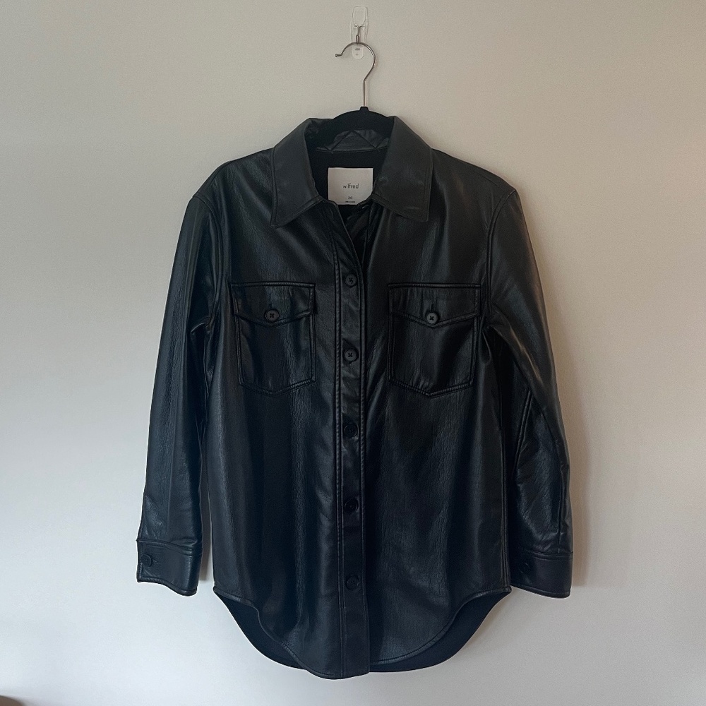 Aritzia Wilfred Ganna Vegan Leather Shirt Jacket